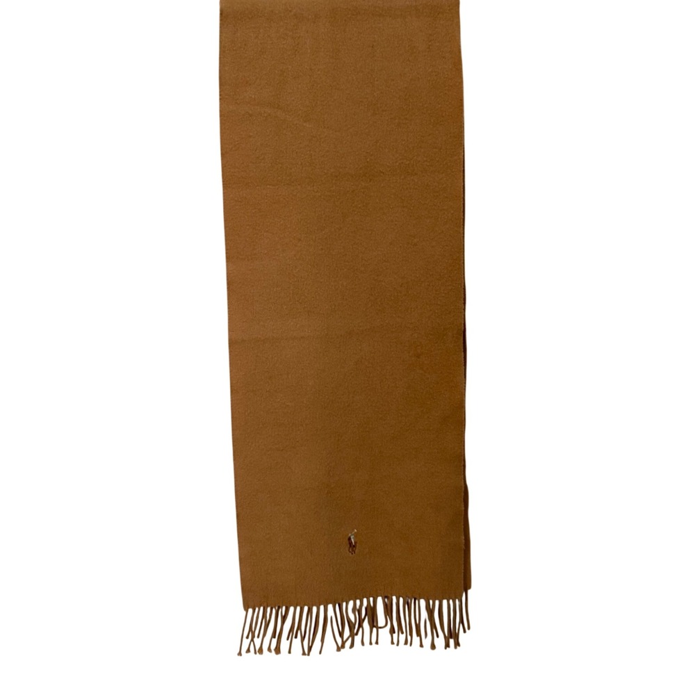 Polo Ralph Lauren Classic Wool Pony Scarf Womens Camel Tan Preppy Classic